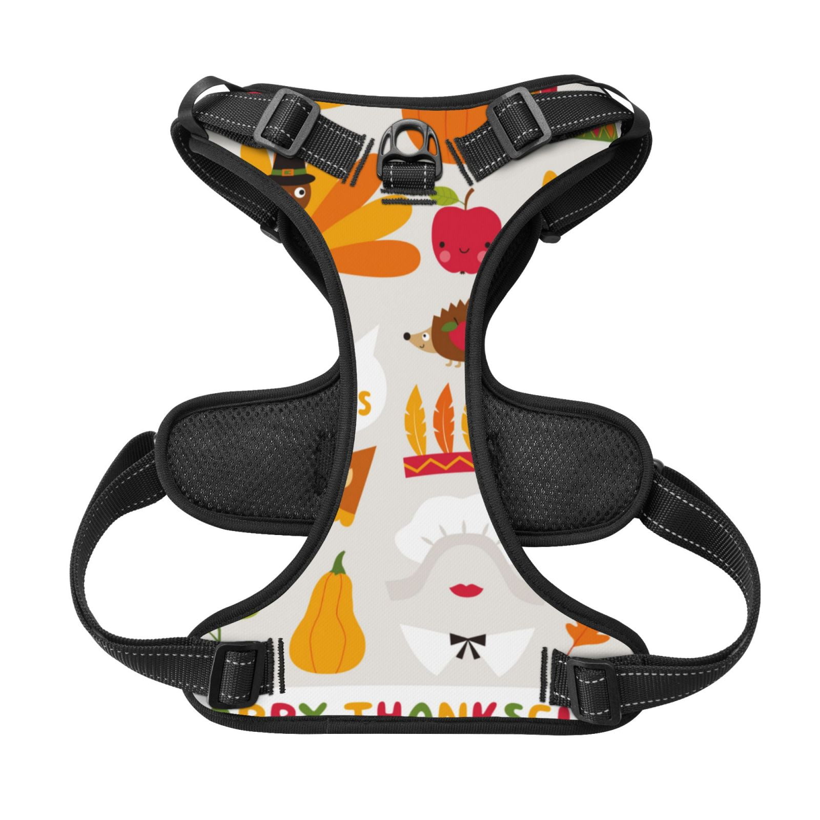 Kdxio Thanksgiving Print No Pull Dog Harness Adjustable Reflective Oxford Easy Control Medium Large Dog Harness for Training and Everyday-Medium