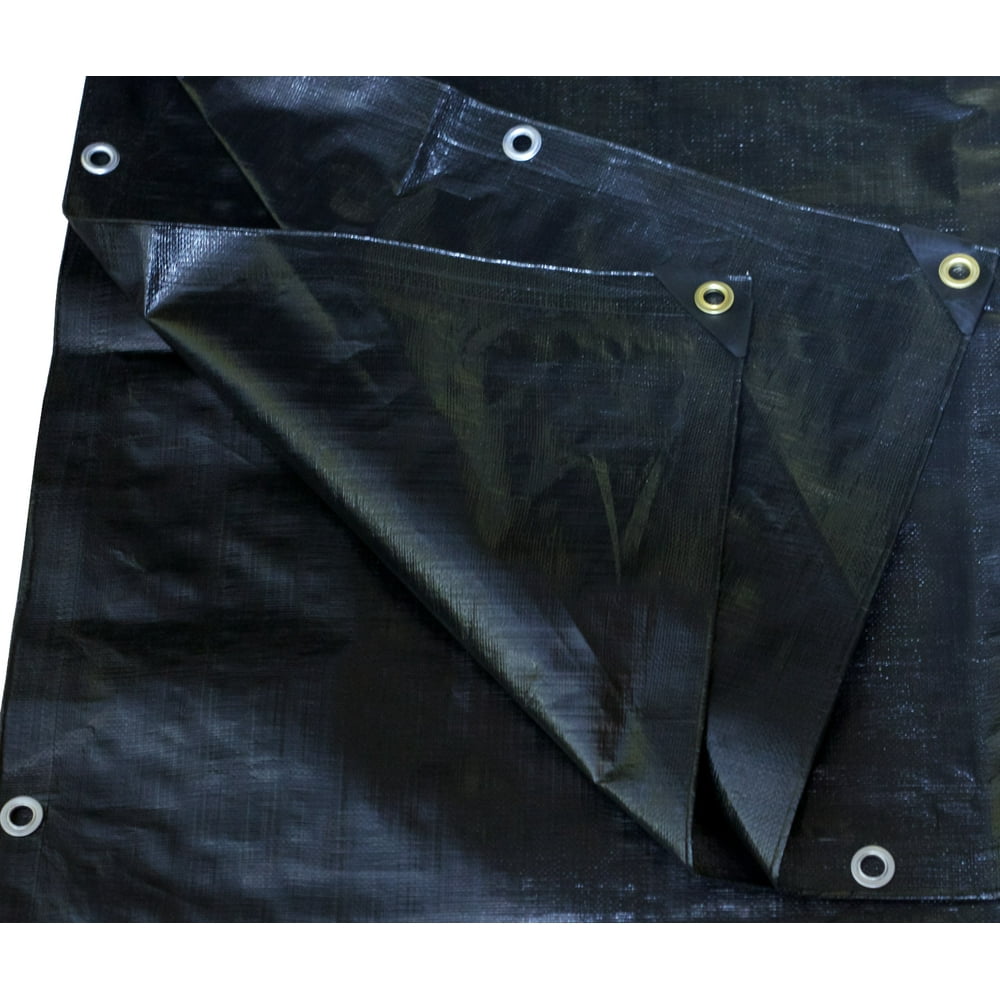 Harpster Tarps 16 ft. x 20 ft. Heavy Duty 6 oz. Black Poly Tarp 12 Mil