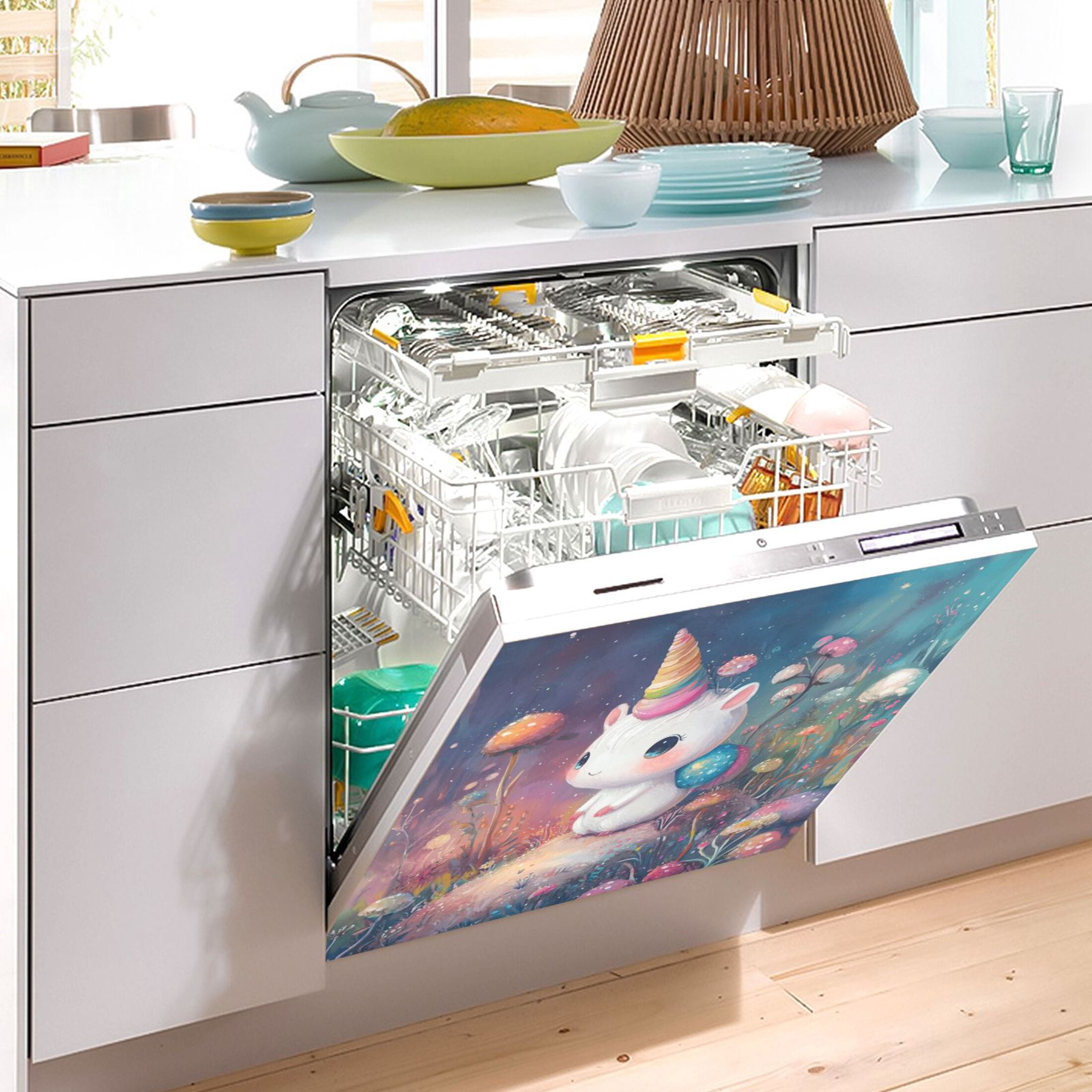 Dishwasher Magnetic Sticker 23x26 Inch Refrigerator Magnetic Sticker Washing Machine Magnetic Sticker Kitchen Panel Magnetic Sticker Home Decor Super Cute Unicorn