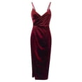 thumbnail image 6 of Sngxgn Dress for Women Long Satin Slip Dress Chemise Soft V Neck(Wine,S), 6 of 8