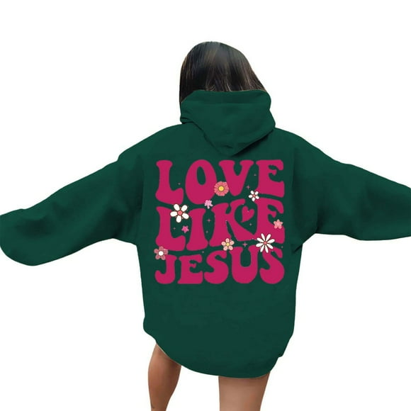 SNOWSONG Clearance! Hoodies for Women, Trendy Queen Hoodie Women's Fashionable Youth Campus Top Printed Floral Sweatshirt Hoodie, Oversized Hoodie, Women Clothing Green S
