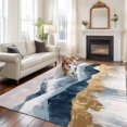 thumbnail image 2 of 6'x9' Area Rugs, Blue Yellow Indoor Outdoor Area Rug for Living Room Bedroom, Modern Contemporary Abstract Mountain Washable Bathroom Rugs Kitchen Floor Carpet Mats Home Decor Aesthetic, 2 of 8