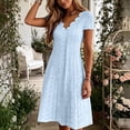 thumbnail image 6 of Lenpel Womens Summer Boho Dresses Fashion Eyelet V Neck Short Sleeve Knee Length Sundresses Casual Loose Dresses, 6 of 6