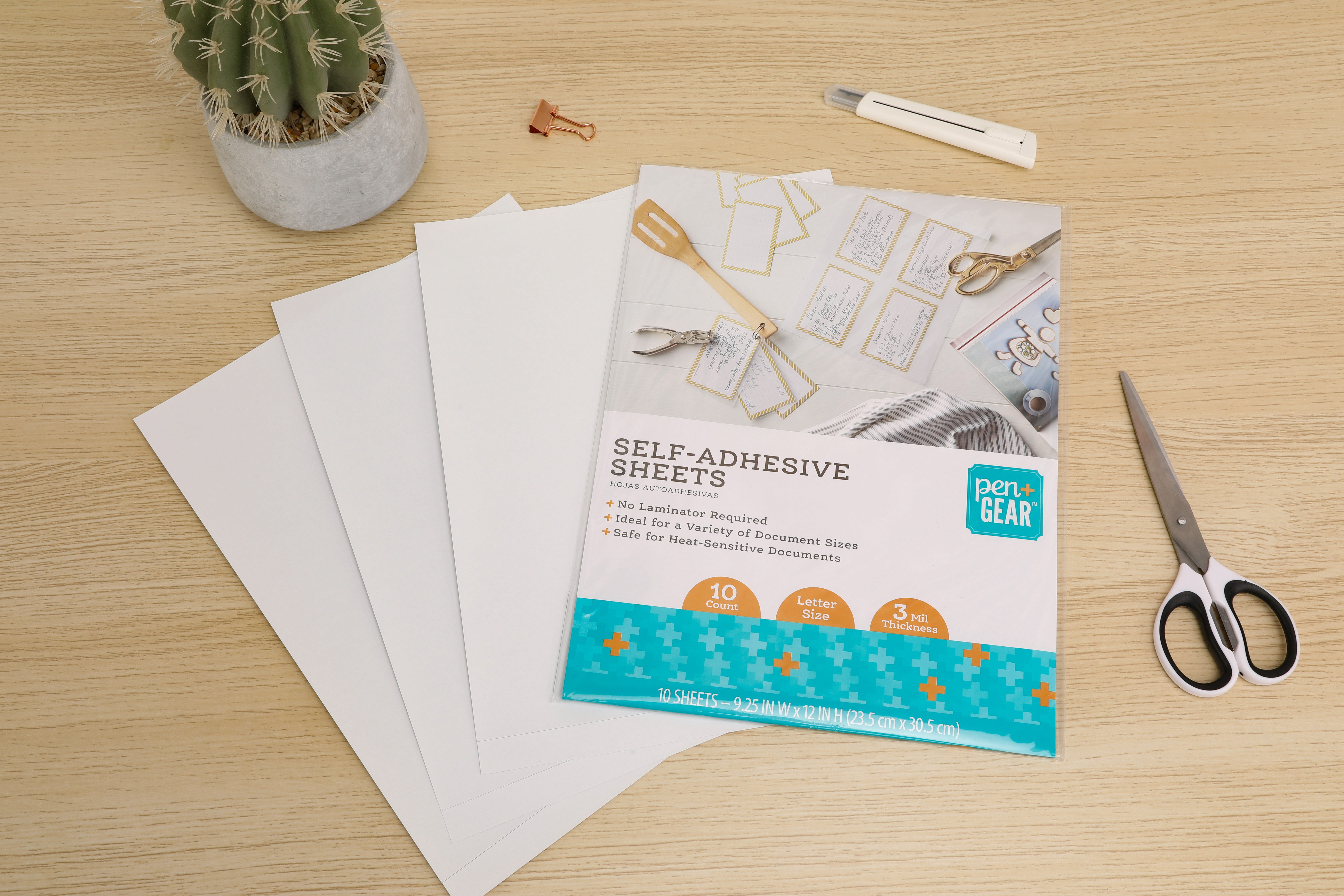 Pen+Gear Self Adhesive Sheet, 9.25×12×0.2inch,10 Count, Letter Size, New Condition