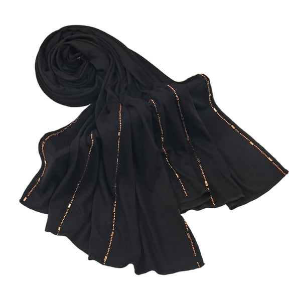 Elegant Rhinestones Embellished Mercerized Cotton Scarf For Women Lightweight Head Wrap Shawl Multifunctional Draping Accessory