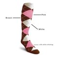thumbnail image 2 of Golf Knickers Colorful Knee High Argyle Cotton Socks For Men Women and Youth - AAAA: Brown/Pink/White - Mens, 2 of 2