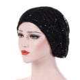 thumbnail image 2 of Riforla Women Beading Braid Lace Hat Ruffle Cancer Chemo Beanie Wrap Cap Baseball Caps Black, 2 of 2