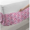 thumbnail image 2 of Foliage Bed Skirt, Tropical Themed Hand Drawn Like Exotic Palm Leaves Patterns Nature Scene, Elastic Bedskirt Dust Ruffle Wrap Around for Bedding Decor, 4 Sizes, Hot Pink Dark Magenta, by Ambesonne, 2 of 2