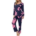 thumbnail image 4 of Anygrew Women's Pajamas Set Long Sleeve Shirts and Long Pants 2 Piece Pjs Sleepwear with Pockets, 4 of 8