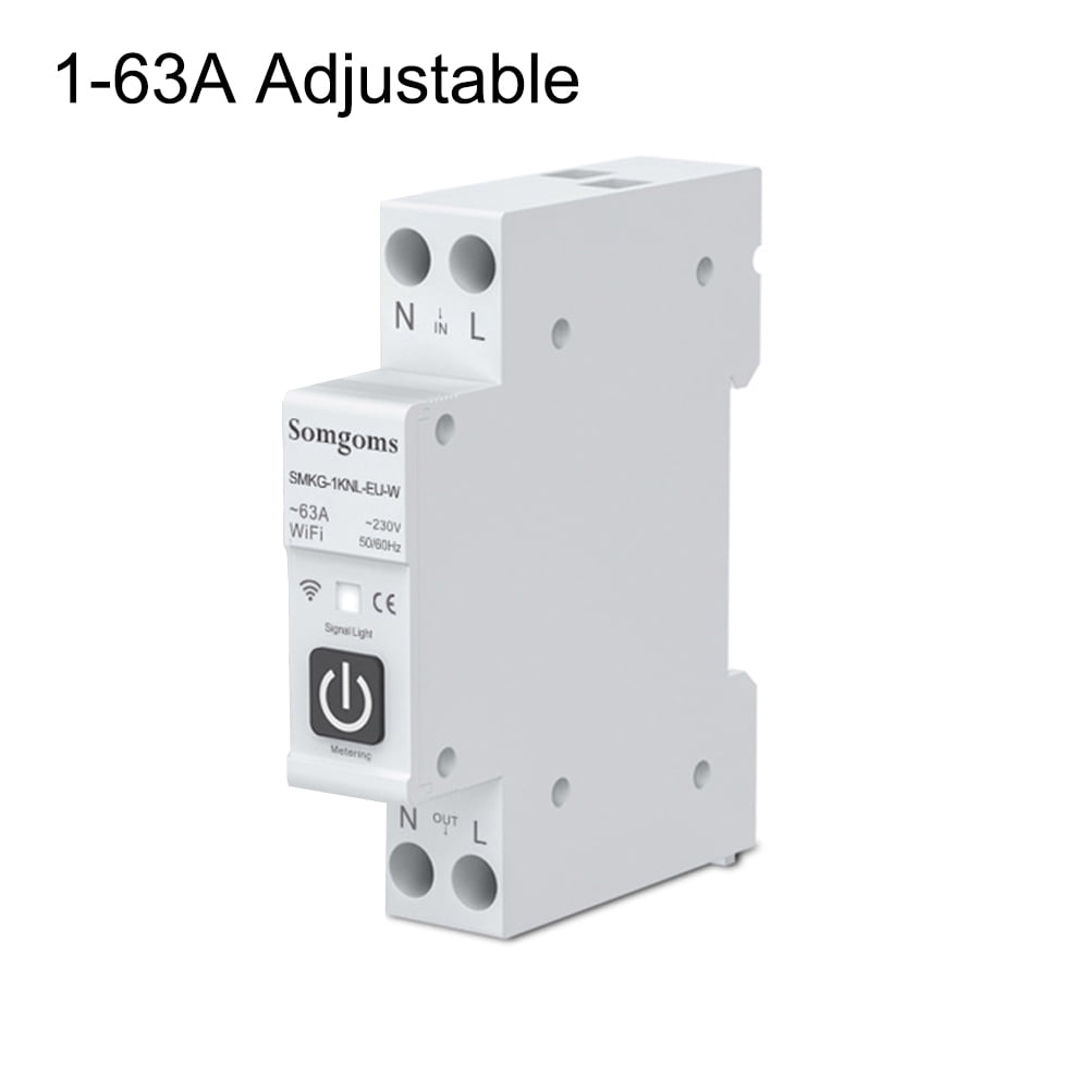 Tuya WIFI Smart Circuit Breaker 1P 10/16/25/32/40/63A DIN Rail Remote Control Timer Switch Work with Smart Life App Alexa Google