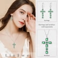 thumbnail image 4 of Linawe Silver Cross Necklace Emerald Green Cross Pendant Chain Necklace for Women, Crystal Imitation Diamond Birthstone Cubic Zirconia Necklace Jewelry, Birthday Catholic Religious Gifts, 4 of 7