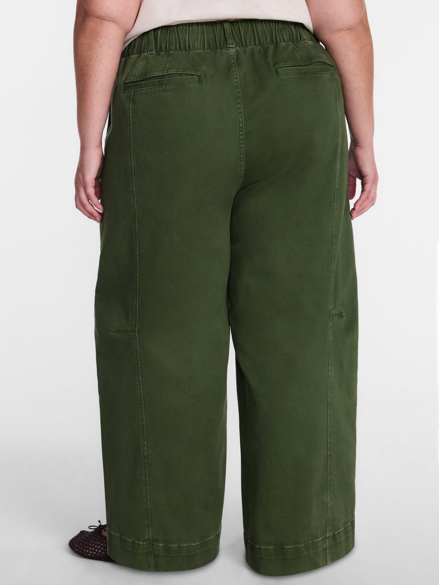 Terra & Sky Women's Plus High Waisted Barrel Pants, Sizes 0X - 5X