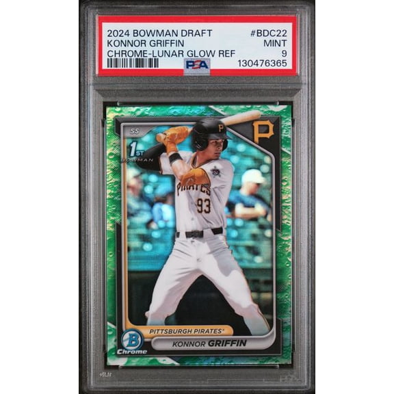 Graded 2024 Topps Bowman Draft Konnor Griffin #BDC22 Chrome Lunar Glow Refractor Rookie RC Baseball Card PSA 9 Mint