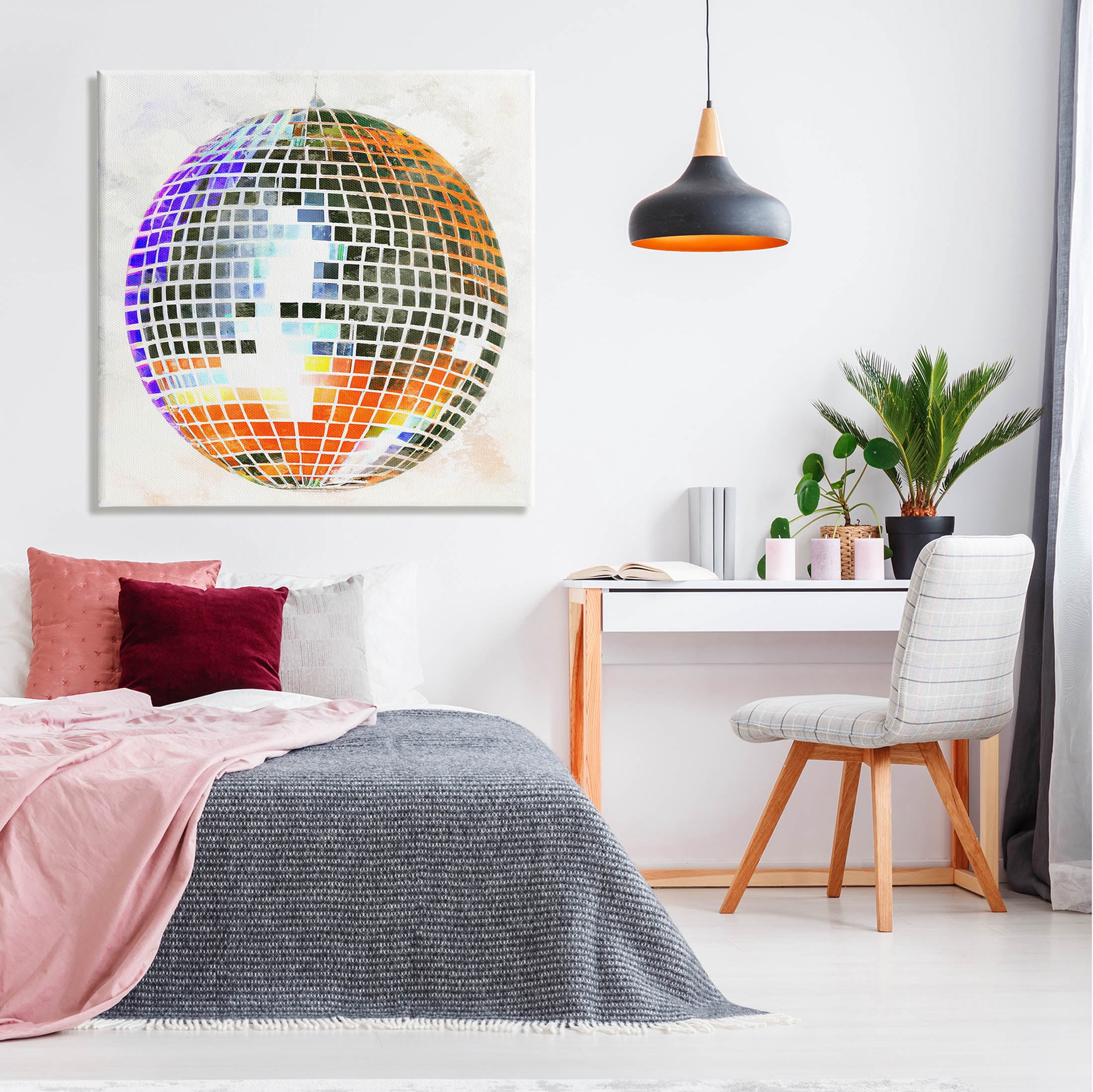 Stupell Industries Vivid Disco Ball Pattern Graphic Art Gallery Wrapped Canvas Print Wall Art, Design by Ziwei Li