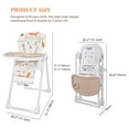thumbnail image 2 of Chaise Haute Pliable pour Bébé, Chaise Haute d'Alimentation pour Bébé Chaise de Salle à Manger avec Plateau Alimentaire et Repose-Pieds Réglables, Hauteurs Réglables et 3 Dossiers Inclinables, Siège en PU et Roues Arrière Intégrées, 2 of 9
