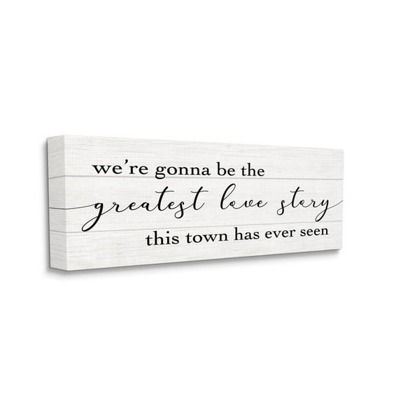 Stupell Industries Greatest Love Story in Town Romantic Charm Quote Canvas Wall Art Design by Daphne Polselli, 10" x 24"