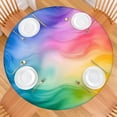 thumbnail image 2 of Colorful Tie Dye Wave Pattern Round Fitted Tablecloth with Elastic Edge,Dining Table Cover Waterproof,Outdoor Round Tablecloth for Camping,Dining,Indoor and Outdoor, 2 of 7