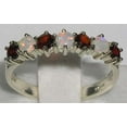 thumbnail image 2 of LBG British Made 10k White Gold Natural Opal & Garnet Womens Eternity Ring - Size 11.25 - 33 size options, 2 of 5