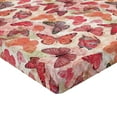 thumbnail image 4 of Ambesonne Butterflies Fitted Sheet, Butterfly Spring Forest, Queen Size, Coral Salmon Dried Rose, 4 of 5