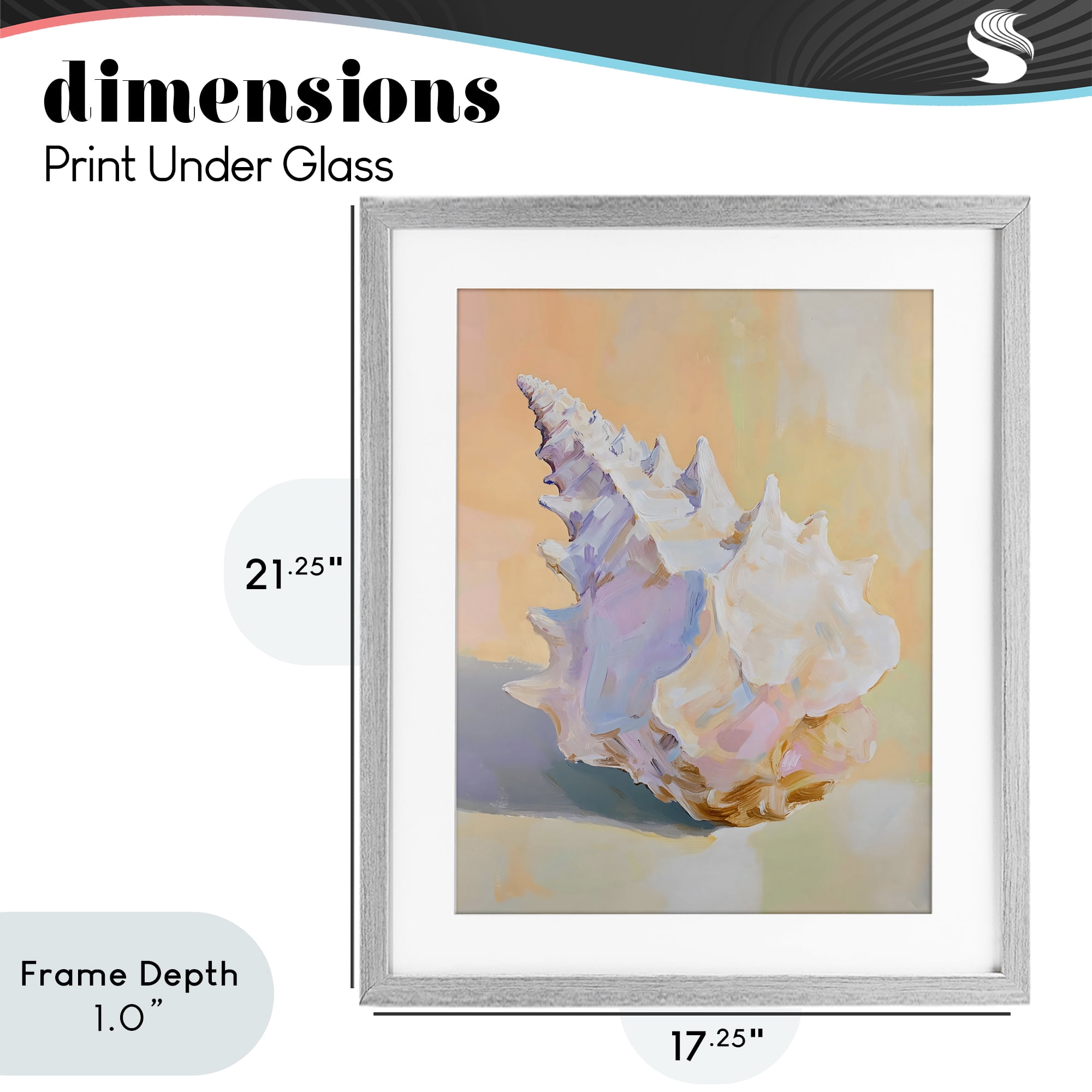 Stupell Industries Vintage Shell in Pastel Light Gray Framed Print Under Glass, design by The Prints Vibe