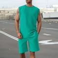 thumbnail image 2 of Men's 2 Piece Outfits Summer Sleeveless Vest and Casual Track Shorts Set Sports Suit Two Piece Set Summer Shirt and Shorts Set, 2 of 7