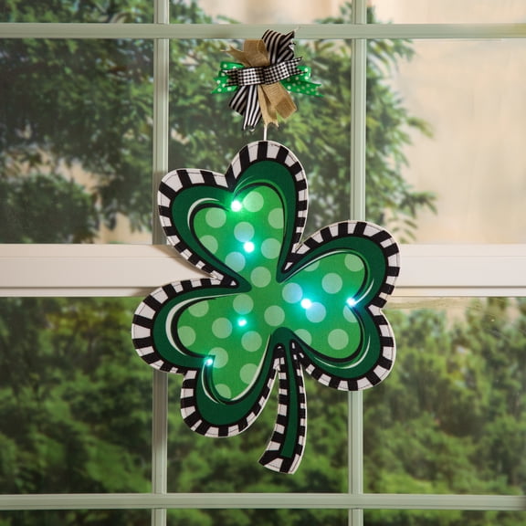 St. Patrick's Day Shamrock LED Window Décor
