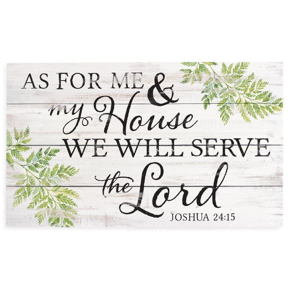 My House Will Serve the Lord Whitewash 24 x 14 Wood Pallet Wall Plaque Sign