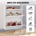 thumbnail image 2 of 3-Drawer Flip Shoe Cabinet, White Entryway Shoe Storage Organizer with Wood Legs & Anti-Tipping Design, 2 of 6
