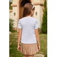 thumbnail image 4 of Arshiner Girls Puff Short Sleeve Shirts Summer Ribbed Knit Crewneck T Shirt Tops Tee Blouse, 4 of 8