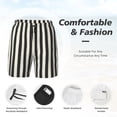 thumbnail image 3 of Bingfone Black And White Thick Stripes for Men's Double Layer Swimming Trunks with Lining, Drawstring Style with Pockets Beach Shorts Men's Swimsuit-Large, 3 of 6