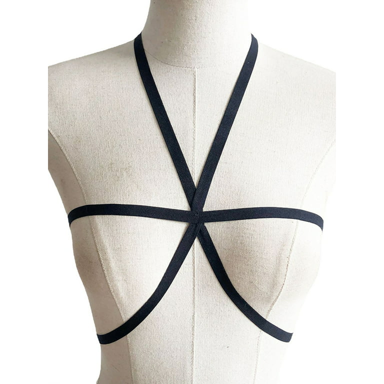 Cilcicy Women Goth Lingerie Straps Sexy Body Open Cup Harness Bra Underwear