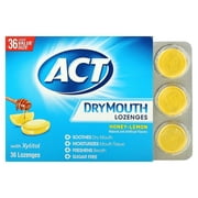 Act, Dry Mouth Lozenges with Xylitol, Honey-Lemon, 36 Lozenges Pack of 4