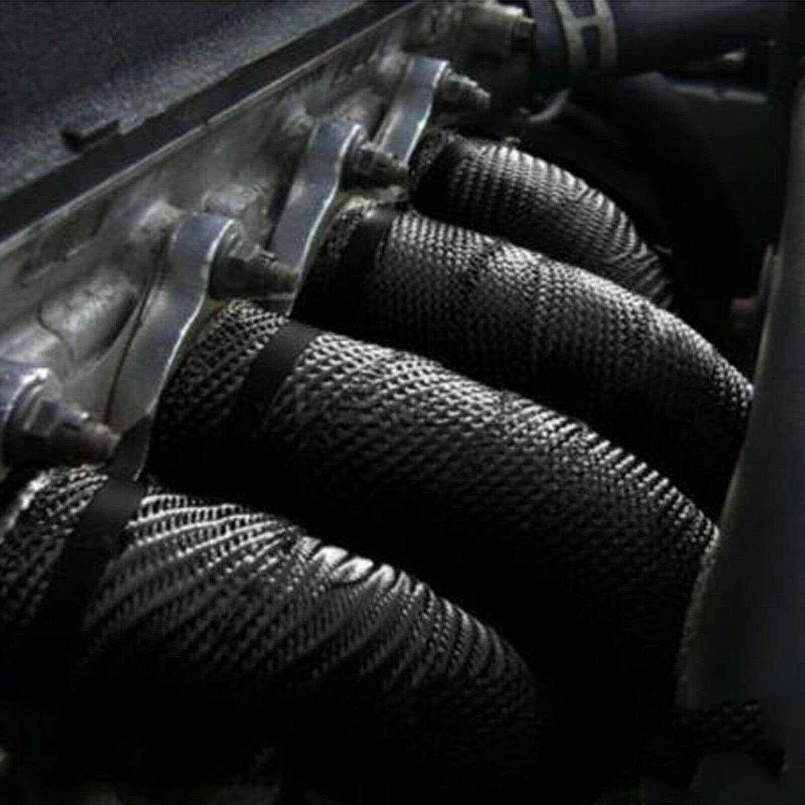 Confote 2 Roll x 2" 50Ft Black Fiberglass Exhaust Header Heat Wrap Tape + 20 Ties Kit