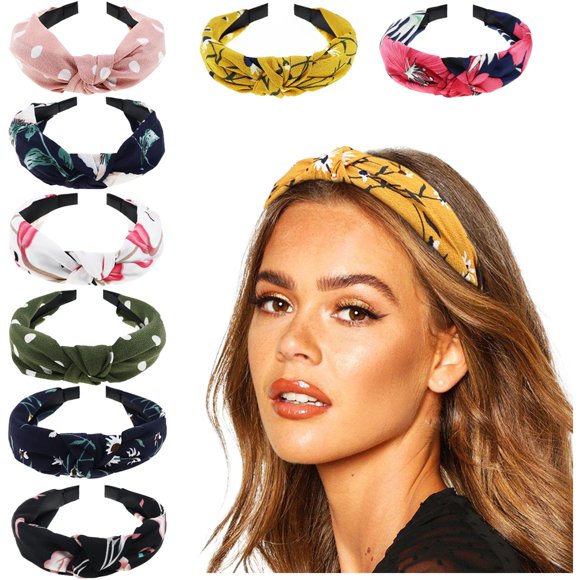 DRESHOW 8 Pack Bandeaux Vintage Boho pour Femmes Filles Nœuds de Tête Accessoires de Mode Élastiques