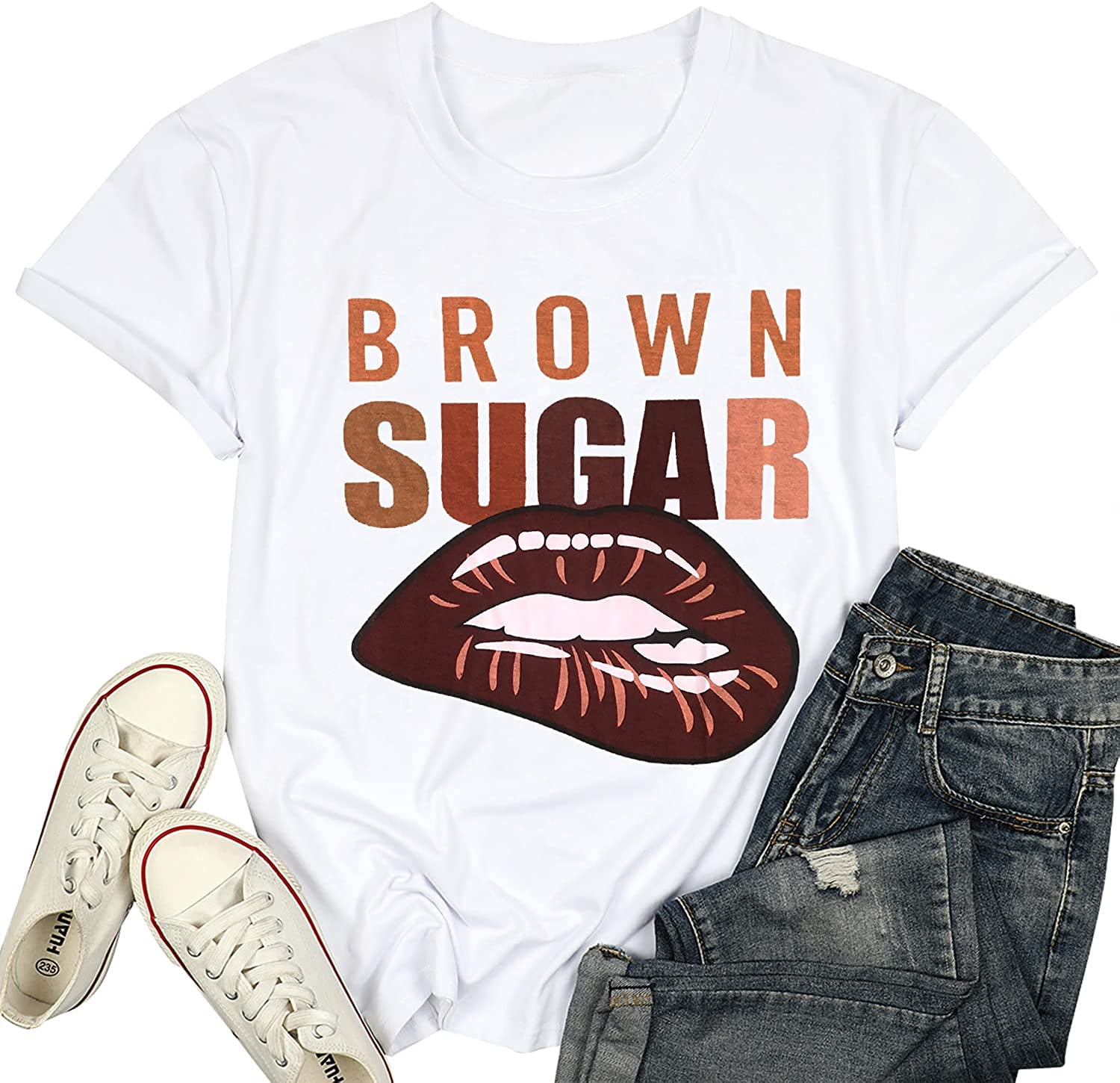 black and brown graphic tee