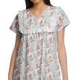 thumbnail image 3 of Moomaya Printed Short Sleeve Nightdress For Ladies Button Placket Nightwear, 3 of 5