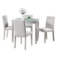 thumbnail image 2 of GZXS 5-Piece Dining Table Set with Crystal Diamond Accent Trim, 34.5" Square Wooden Table and 4 Upholstered Linen Chairs, Modern Dinette Set for Dining/Living Room/Small Apartment, Silver Gray, 2 of 8