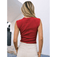 thumbnail image 5 of Camiseta de Tirantes de Punto Básica Informal de Canalé con Mangas de Verano para Mujer, Vino Tinto, Talla M, 5 of 8