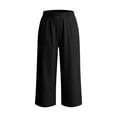 thumbnail image 5 of Miluxas Women's Lightweight Business Casual Capri Pants Elastic Waistband Tapered Loose Fit Capris with Pockets for Summer Daily Wear Loungewear Black, 5 of 5