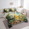 thumbnail image 3 of Manfei Safari dinosaur 7 Pieces 7-Piece Bedding Comforter Set,Jungle Wildlife King Bedding Sets,Natural Landscape Waterfull Green Monstera Bed Sheets For Boy Kids,Microfiber Bedroom Decor Reversible, 3 of 8