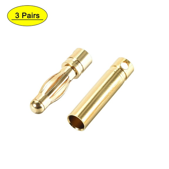 Uxcell 4mm Male and Female Banana Speaker Plug Cable Connectors Gold Tone 3 Pairs