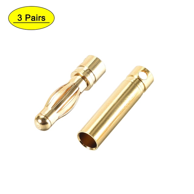 Conectores de cable de enchufe de altavoz Banana macho y hembra de 4mm, tono dorado, 3 pares