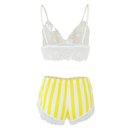 

Cathalem Pants Lingerie for Women Fashion Deep V Lace Underwear Uniforms Underwear Sets Lingerie Set plus Size Push up Underwear Yellow Medium