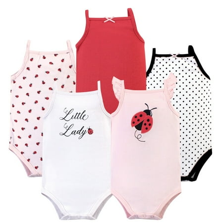 

Hudson Baby Infant Girl Cotton Sleeveless Bodysuits 5pk Ladybug 9-12 Months