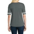 thumbnail image 2 of Women's Scorecard Tee Distressed Printed Stripes Heathered Charcoal/ White Medium, 2 of 4