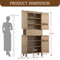 thumbnail image 3 of Einhomn 72"Tall Kitchen Pantry Cabinet 2 Rattan Doors and Drawer, Farmhouse Storage Cabinet, with Adjustable Shelves for Kitchen, Dining Room, Bathroom, Natural, 3 of 9