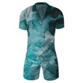 thumbnail image 2 of Baqcunre Track Suits For Men Set Men'S 3D Short Sleeve Suit Shorts Beach Tropical Hawaiianss Body Sports Shorts Suit Sports Suit Mens Outfits Tops For Men Blue L, 2 of 4