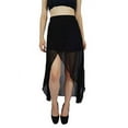 thumbnail image 2 of Bimba Women Asymmetrical Georgette Skirt Half lined High Low Sheer Skirt, 2 of 7