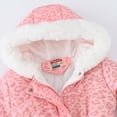 thumbnail image 4 of Hicidod Toddler Girls Winter Jacket Cute Print Padded Warm Puffer Down Coat Waist Zipper Windproof Hooded Cotton Outwear, 4 of 7