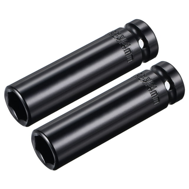 Unique Bargains 1/2' Drive by 14mm Deep Impact Socket, Heat-Treated CR-V Steel 3.15' Length, 6-Point Metric Sizes 2 Pack
